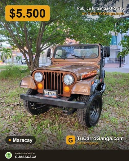Aviso real de un carro en venta publicado en Instagram, con la marca del patrocinante en una franja al pie